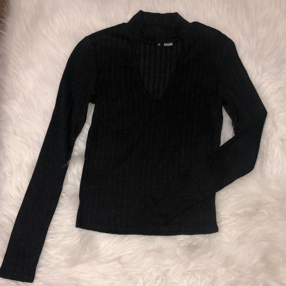 H&M black shimmering party top XS